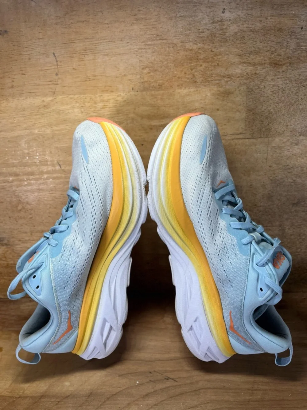 Hoka One One Bondi 8 Womens Size 9 Wide Running Shoes Sneakers Blue Yellow - Picture 6 of 14